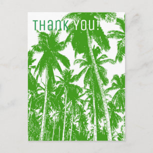 Carte Postale Gras Tropical Palm Trees Motif & Merci