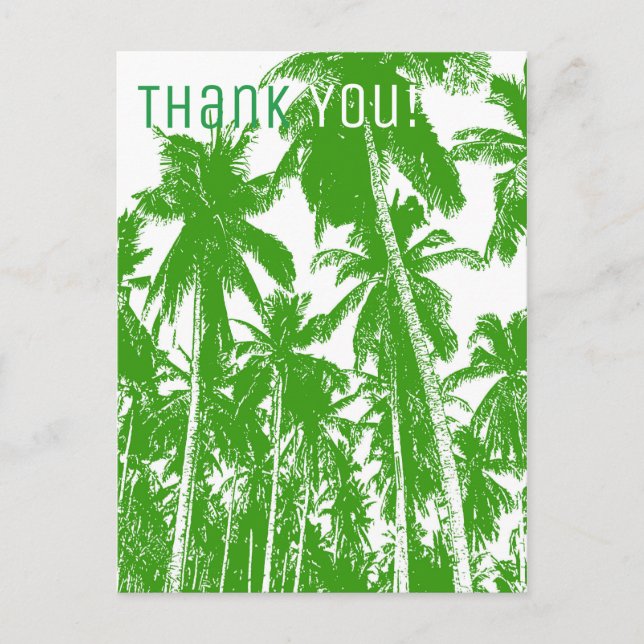 Carte Postale Gras Tropical Palm Trees Motif & Merci (Devant)