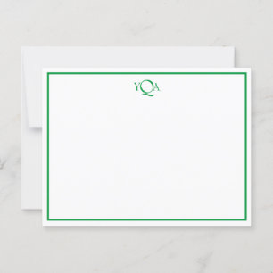 Carte Postale Grass vert et blanc Monogramme note plat