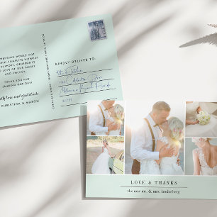 Carte Postale Gratitude chic   Mariage Photo Collage Merci
