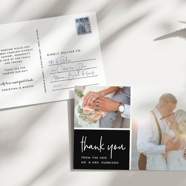 Carte Postale Gratitude esquissée | Merci photo Mariage (Créateur téléchargé)