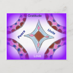 Carte Postale "Gratitude Peace Love Unite" Mandala Art Imprimer