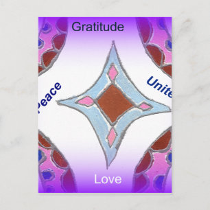 Carte Postale "Gratitude Peace Love Unite" Mandala Art Imprimer