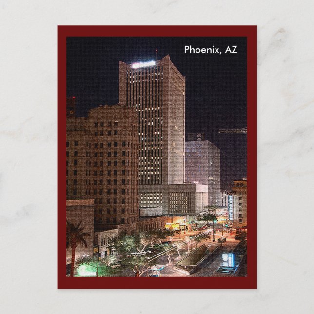 Carte Postale Gratte-ciel à Phoenix AZ la nuit (Devant)