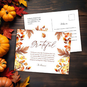 Carte Postale Gratuit Automne Rustique Moderne Fête de Thanksgiv