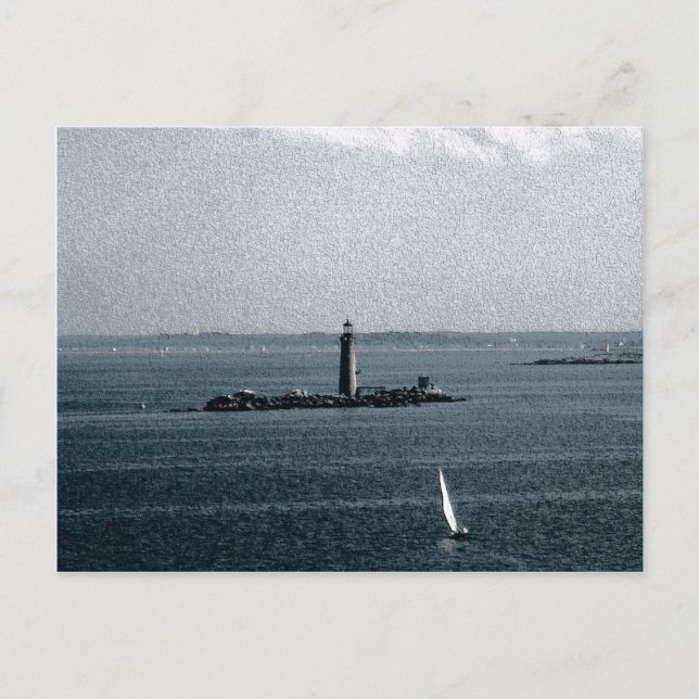 Carte Postale Graves Light dans le port de Boston (Devant)