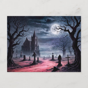 Carte Postale Graveyard gothique sous Pleine lune