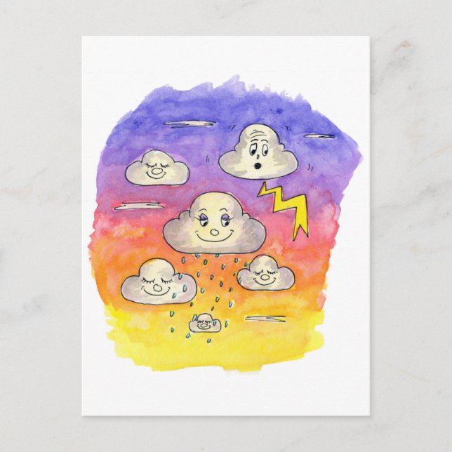 Carte Postale Gravure de nuage (Devant)