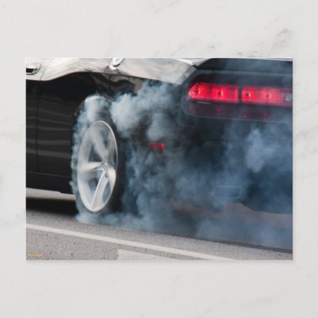 Carte Postale Gravure de voiture noire (Devant)