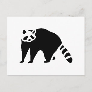 Carte Postale Gravure en bois Vintage Raccoon