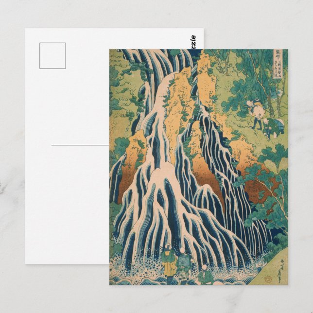 Carte Postale Gravure sur bois de la cascade de Kirifuri de Hoku (Devant / Derrière)
