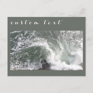 CARTE POSTALE GRAY GREEN OCEAN SEA WAVES BREAKING WHITE WATER