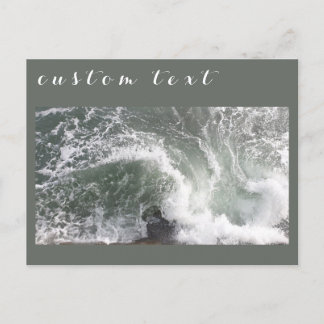 CARTE POSTALE GRAY GREEN OCEAN SEA WAVES BREAKING WHITE WATER