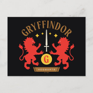 Carte Postale GRAYFFINDOR™ Maison double Lion épée graphique