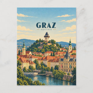 Carte Postale Graz Autriche Art de Voyage Vintage