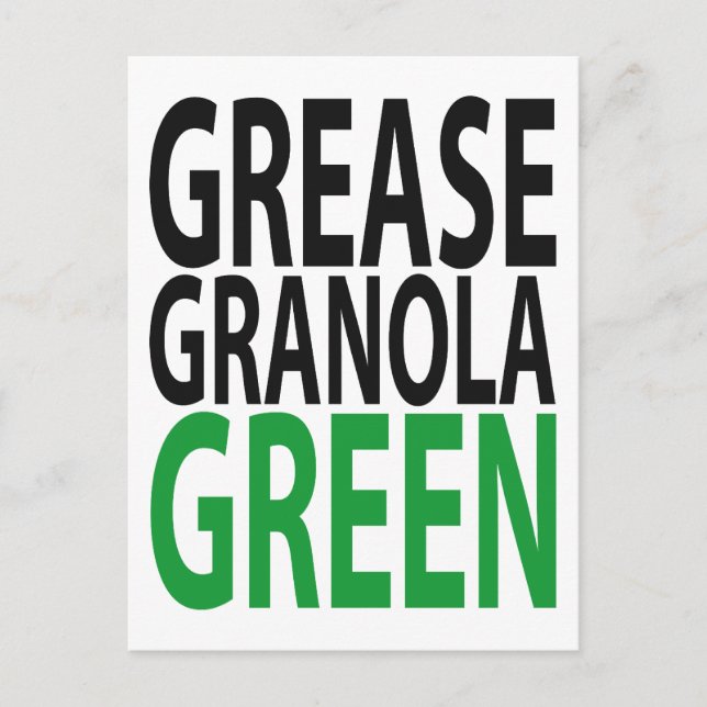 Carte Postale grease, granola, GREEN! (Devant)