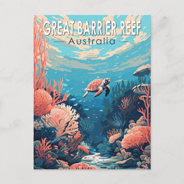 Carte Postale Great Barrie Reef Australie Travel Art Vintage (Devant)