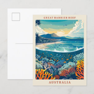 Carte Postale Great Barrie Reef Australie Vintage voyage artisti