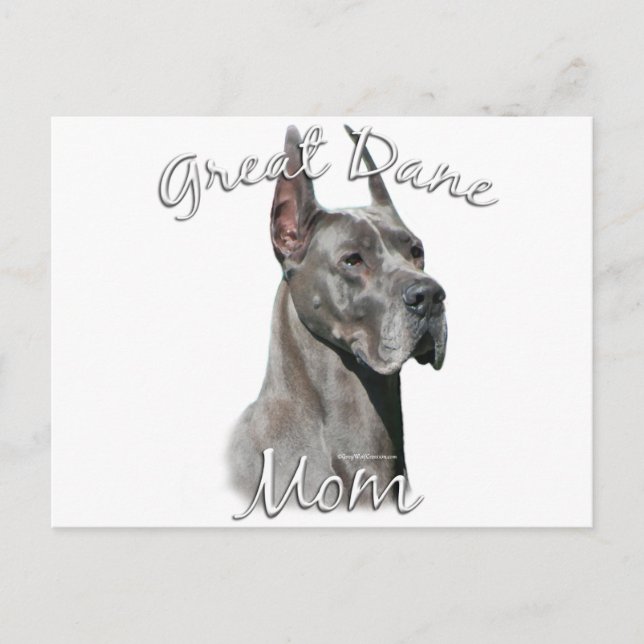 Carte Postale Great Dane (bleu) Maman 2 (Devant)