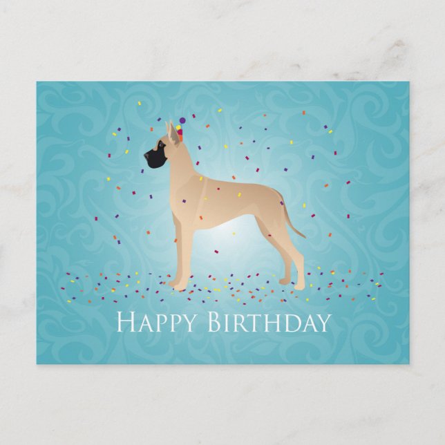 Carte Postale Great Dane Happy Birthday Design (Devant)