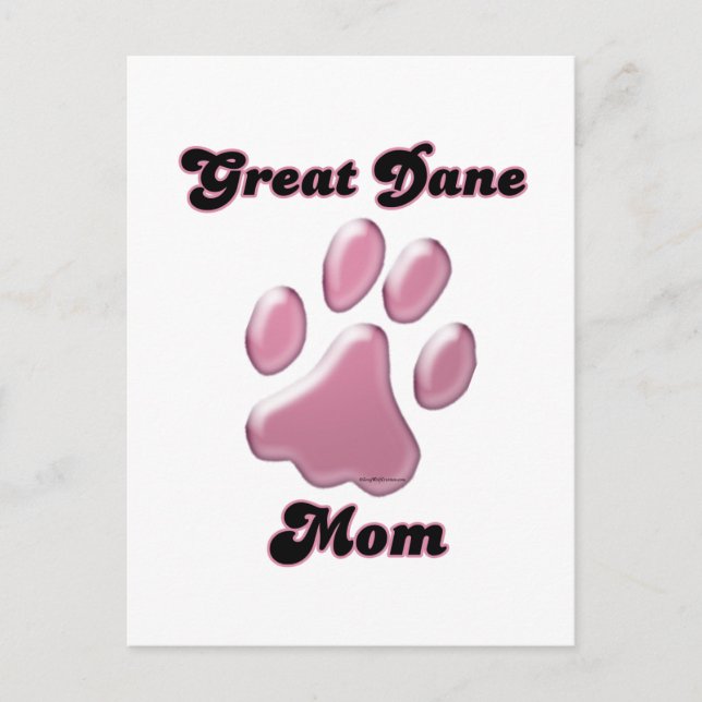 Carte Postale Great Dane Mom Pink Pawprint (Devant)