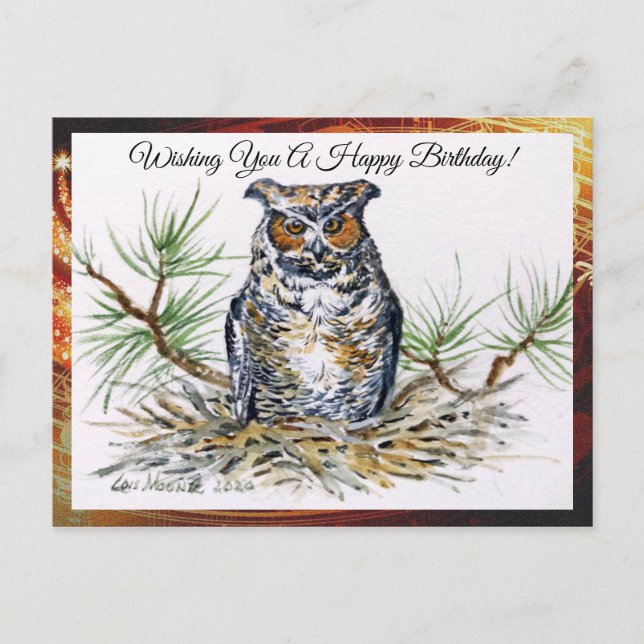 Carte Postale Great Horned Owl Postcard Greeting (Devant)