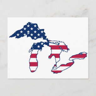 Carte Postale Great Lakes American Flag