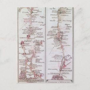 Carte Postale Great North Road, sortie de Londres, le 1er juille