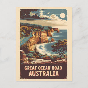 Carte Postale Great Ocean Road Australie Illustration Art Voyage
