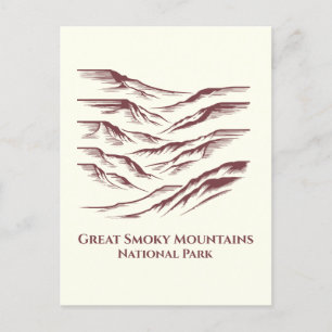 Carte Postale Great Smoky Mountains National Park Line Art