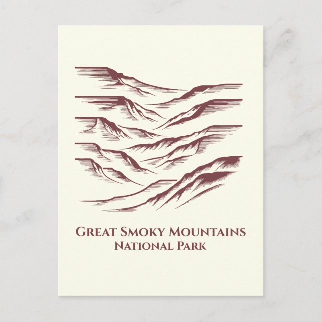 Carte Postale Great Smoky Mountains National Park Line Art (Devant)