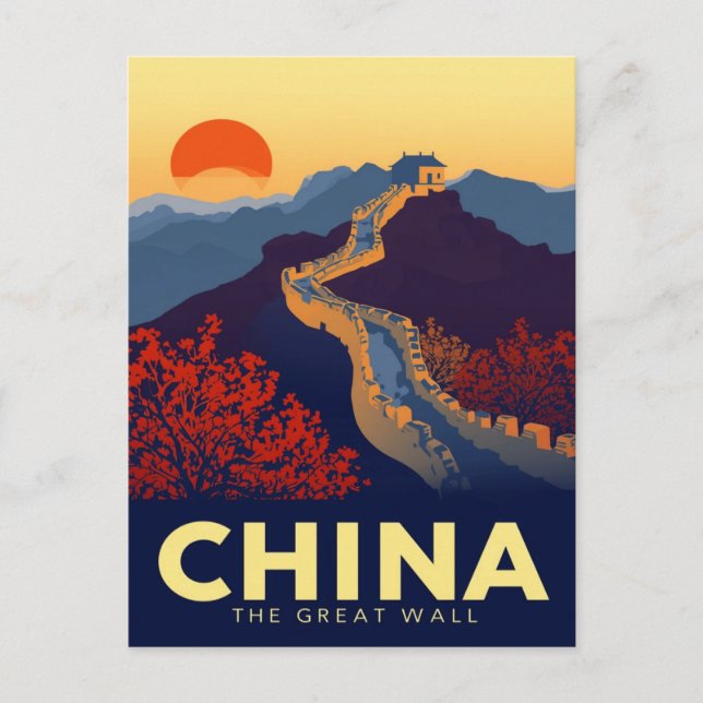 Carte Postale Great Wall of China Sunset (Devant)