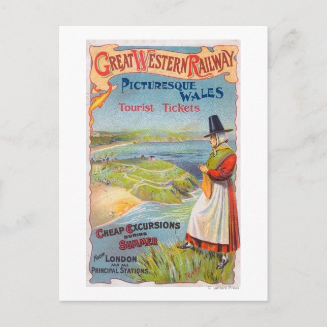 Carte Postale Great Western Railray Promo Tours to Wales (Devant)