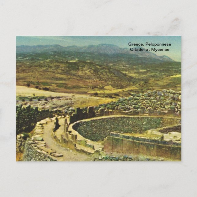 Carte Postale Grèce, Citadelle du Péloponnèse à Mycenae (Devant)