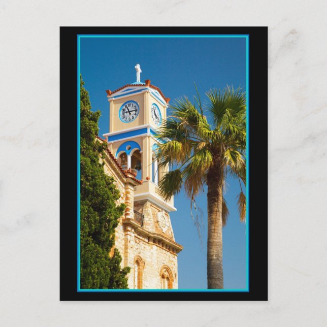 Carte Postale Grèce - Église grecque orthodoxe avec palmier (Devant)