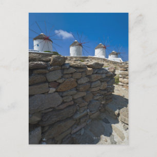 Carte Postale Grèce, îles Cyclades, Mykonos, Mur en pierre