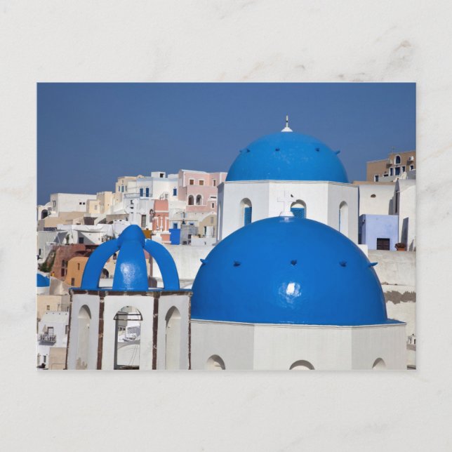 Carte Postale Grèce, Santorin. Clocher et dômes bleus de (Devant)