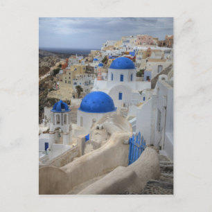 Carte Postale Grèce, Santorin. Tour Bell et dômes bleus de 3