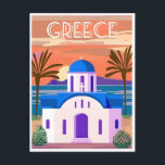 Carte Postale Grèce Vintage voyage Santorini Athènes Crète rétro<br><div class="desc">vintage,  rétro,  voyage,  moderne,  aquarelle,  classique,  Santorin,  Athènes,  Crète,  Grèce cartes postales, </div>