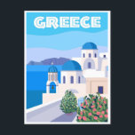 Carte Postale Grèce Vintage voyage Santorini Athènes Crète rétro<br><div class="desc">vintage,  rétro,  voyage,  moderne,  aquarelle,  classique,  Santorin,  Athènes,  Crète,  Grèce cartes postales, </div>