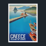 Carte Postale Grèce vintage Voyage sur l'île Corfou<br><div class="desc">N'importe qui aimerait recevoir cette carte postale de voyage grecque vintage avec une illustration rétro de l'île de Corfou,  en Grèce !</div>
