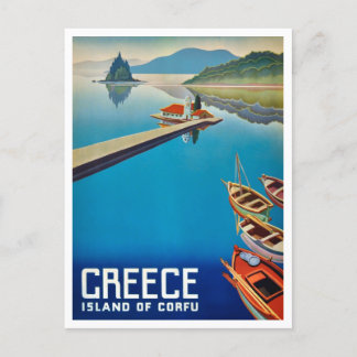Carte Postale Grèce vintage Voyage sur l'île Corfou