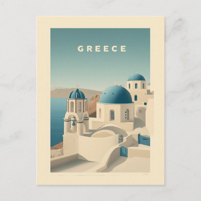 Carte Postale Greece Santorini Travel Poster (Devant)