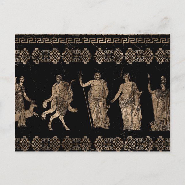 Carte Postale Greek Deities and Meander key ornament (Devant)