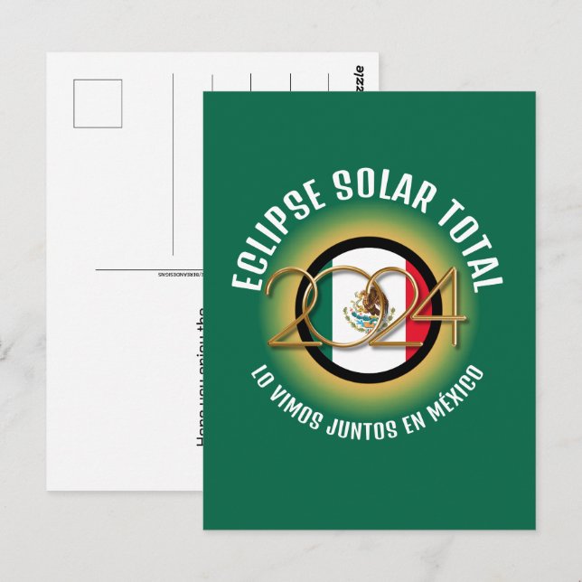 Carte Postale Green 2024 TOTAL SOLAIRE ECLIPSE Mexique (Devant / Derrière)