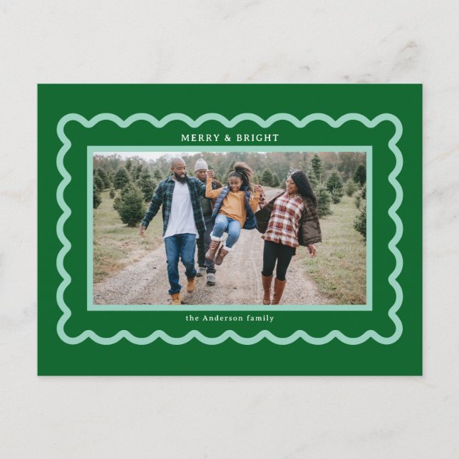 Carte Postale Green and Mint Simple Scallop Photo Frame (Devant)