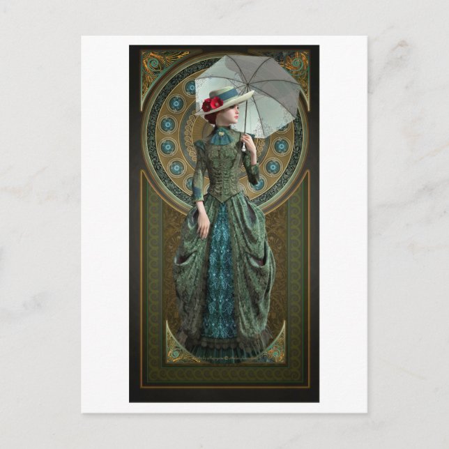 Carte Postale Green Belle Epoque Gown (Devant)