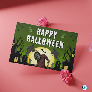 Carte Postale Green & Black Joyeux Halloween Épouvante