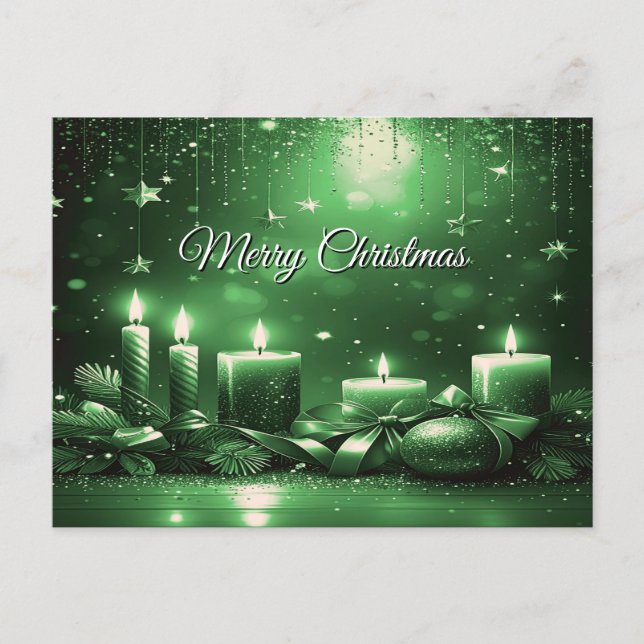 Carte Postale Green Candles Christmas Holiday Postcard (Devant)