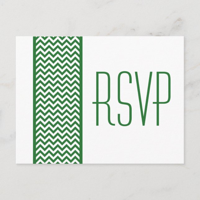 Carte postale Green Chevron Border RSVP (Devant)